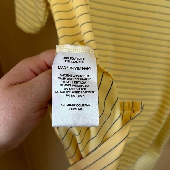 Foot Joy Yellow Striped Golf Polo Shirt Large - Picture 6 of 6